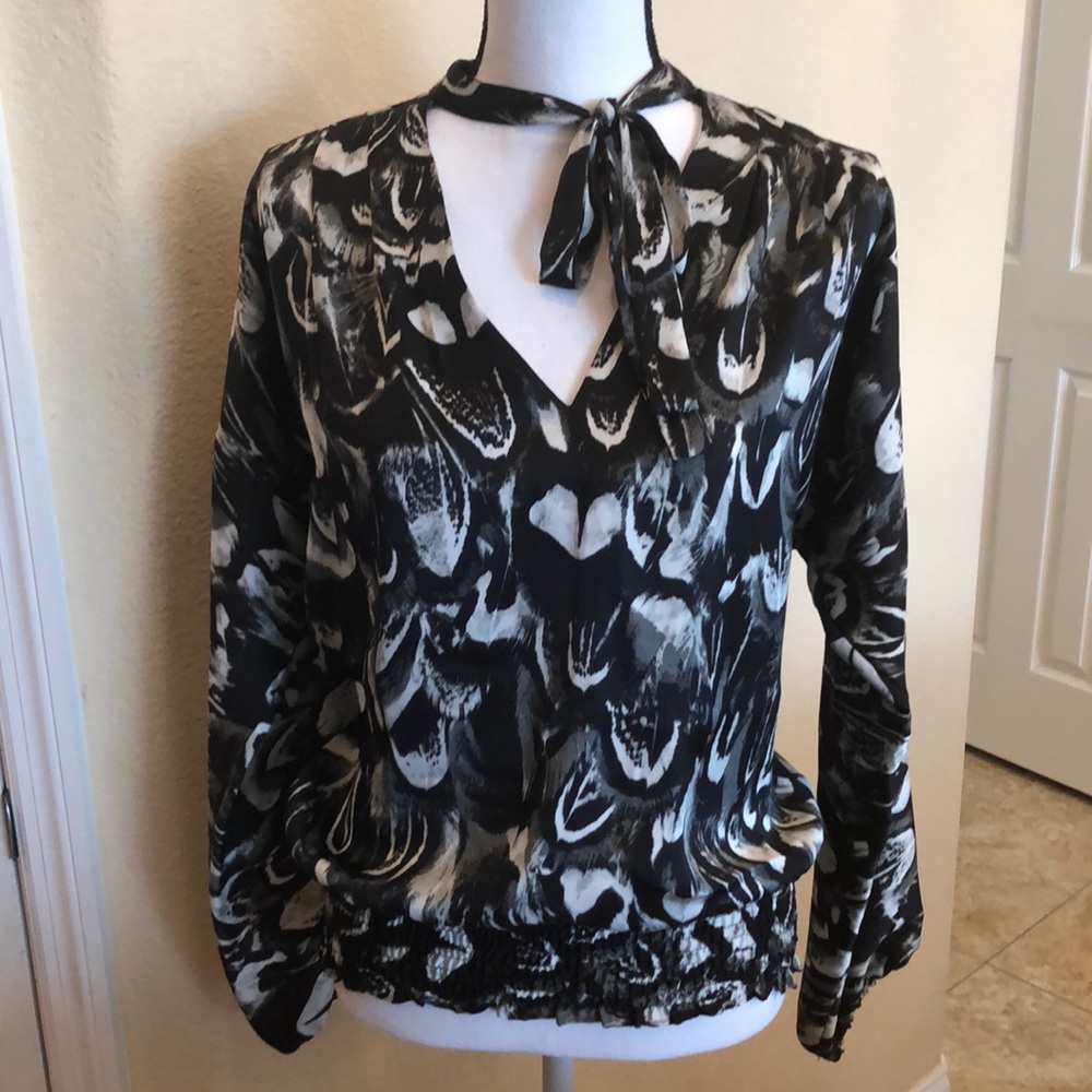 Michael Kors Black & White Long-sleeve Blouse